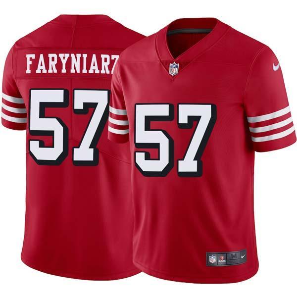 Red Throwback Brett Faryniarz 49ers Jersey Custom Sewn-on Patches Mens Womens Youth