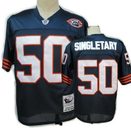 Mike Singletary Chicago Football Jersey - Chicago #50 Football Jersey(Throwback Navy With Bear patch)