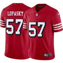 Red Throwback Bill Lopasky 49ers Jersey Custom Sewn-on Patches Mens Womens Youth