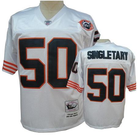 Mike Singletary Chicago Football Jersey - Chicago #50 Football Jersey(Throwback White with Bear patch)