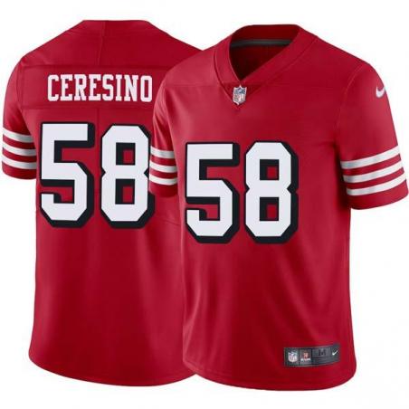 Red Throwback Gordy Ceresino 49ers Jersey Custom Sewn-on Patches Mens Womens Youth