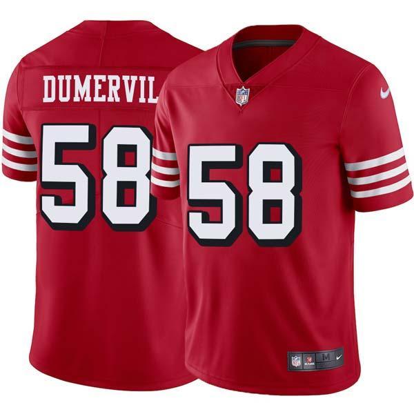 Red Throwback Elvis Dumervil 49ers Jersey Custom Sewn-on Patches Mens Womens Youth