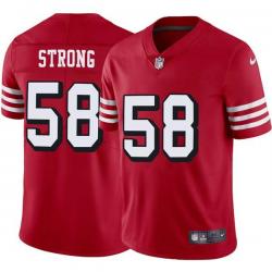 Red Throwback Frank Strong 49ers Jersey Custom Sewn-on Patches Mens Womens Youth