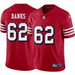 Red Throwback Aaron Banks 49ers Jersey Custom Sewn-on Patches Mens Womens Youth