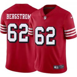 Red Throwback Tony Bergstrom 49ers Jersey Custom Sewn-on Patches Mens Womens Youth