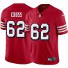 Red Throwback Randy Cross 49ers Jersey Custom Sewn-on Patches Mens Womens Youth