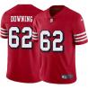 Red Throwback Walt Downing 49ers Jersey Custom Sewn-on Patches Mens Womens Youth