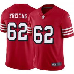 Red Throwback Jesse Freitas 49ers Jersey Custom Sewn-on Patches Mens Womens Youth