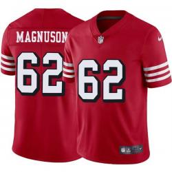 Red Throwback Erik Magnuson 49ers Jersey Custom Sewn-on Patches Mens Womens Youth