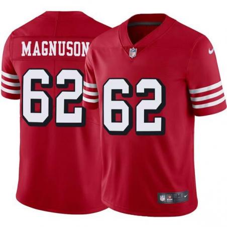 Red Throwback Erik Magnuson 49ers Jersey Custom Sewn-on Patches Mens Womens Youth