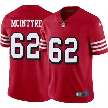 Red Throwback Guy McIntyre 49ers Jersey Custom Sewn-on Patches Mens Womens Youth