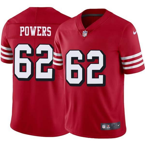 Red Throwback Jim Powers 49ers Jersey Custom Sewn-on Patches Mens Womens Youth