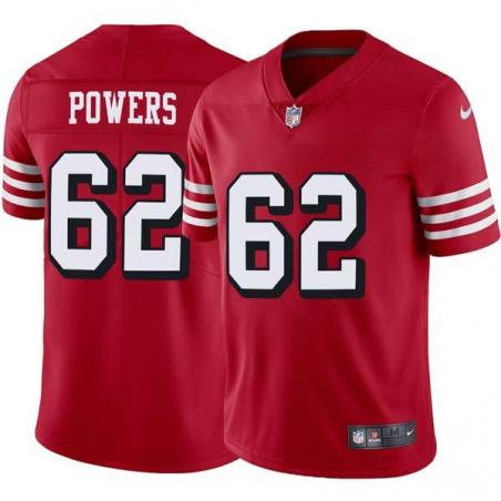 Red Throwback Jim Powers 49ers Jersey Custom Sewn-on Patches Mens Womens Youth