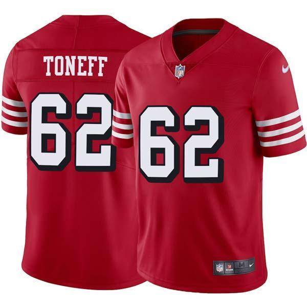 Red Throwback Bob Toneff 49ers Jersey Custom Sewn-on Patches Mens Womens Youth