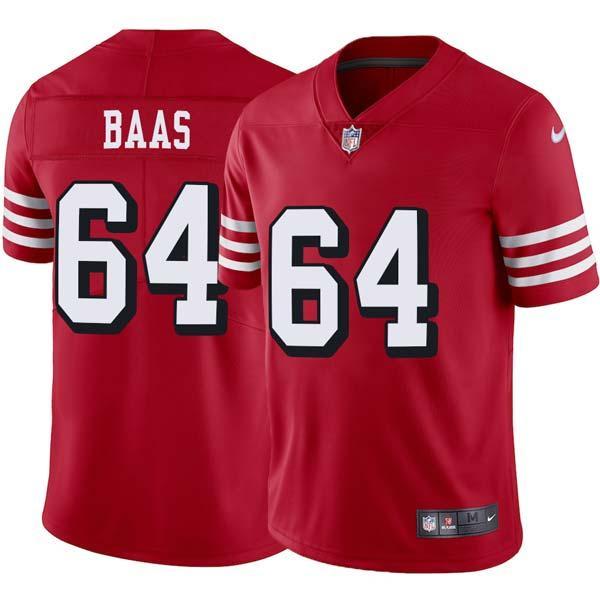 Red Throwback David Baas 49ers Jersey Custom Sewn-on Patches Mens Womens Youth