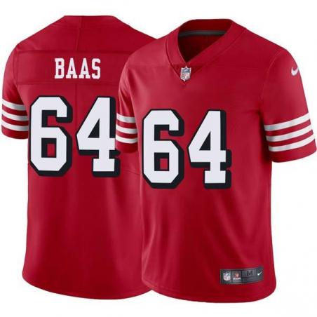 Red Throwback David Baas 49ers Jersey Custom Sewn-on Patches Mens Womens Youth