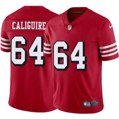 Red Throwback Dean Caliguire 49ers Jersey Custom Sewn-on Patches Mens Womens Youth