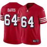 Red Throwback Kyle Davis 49ers Jersey Custom Sewn-on Patches Mens Womens Youth