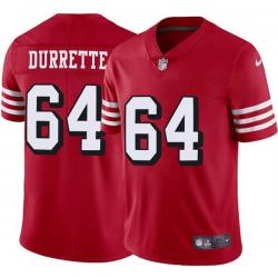 Red Throwback Michael Durrette 49ers Jersey Custom Sewn-on Patches Mens Womens Youth