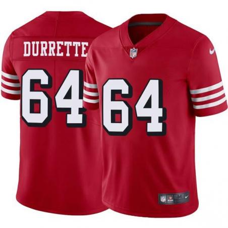 Red Throwback Michael Durrette 49ers Jersey Custom Sewn-on Patches Mens Womens Youth