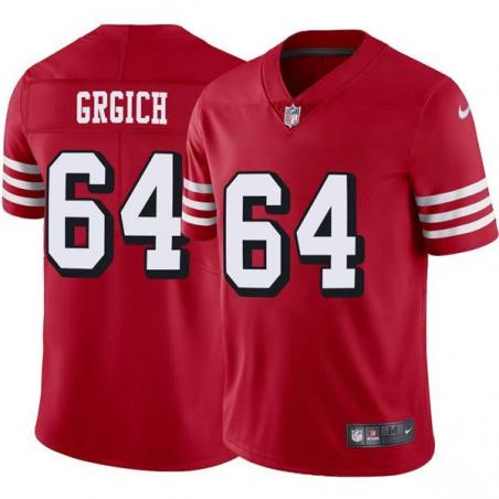 Red Throwback Visco Grgich 49ers Jersey Custom Sewn-on Patches Mens Womens Youth