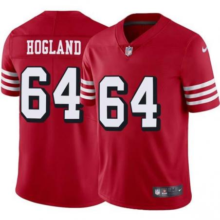 Red Throwback Doug Hogland 49ers Jersey Custom Sewn-on Patches Mens Womens Youth