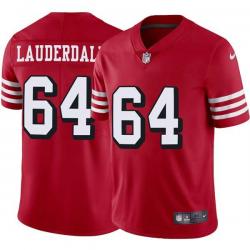 Red Throwback Andrew Lauderdale 49ers Jersey Custom Sewn-on Patches Mens Womens Youth