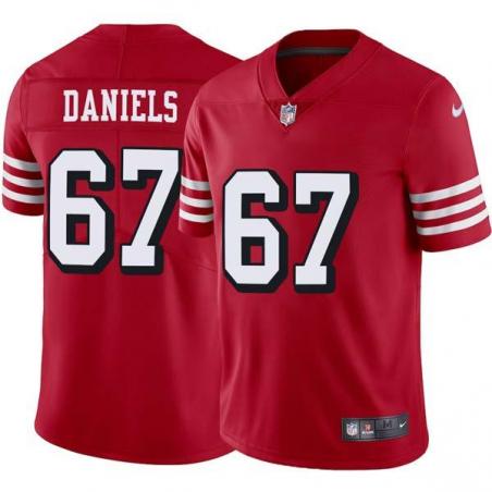 Red Throwback Darrion Daniels 49ers Jersey Custom Sewn-on Patches Mens Womens Youth