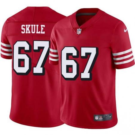 Red Throwback Justin Skule 49ers Jersey Custom Sewn-on Patches Mens Womens Youth