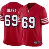 Red Throwback Willie Henry 49ers Jersey Custom Sewn-on Patches Mens Womens Youth