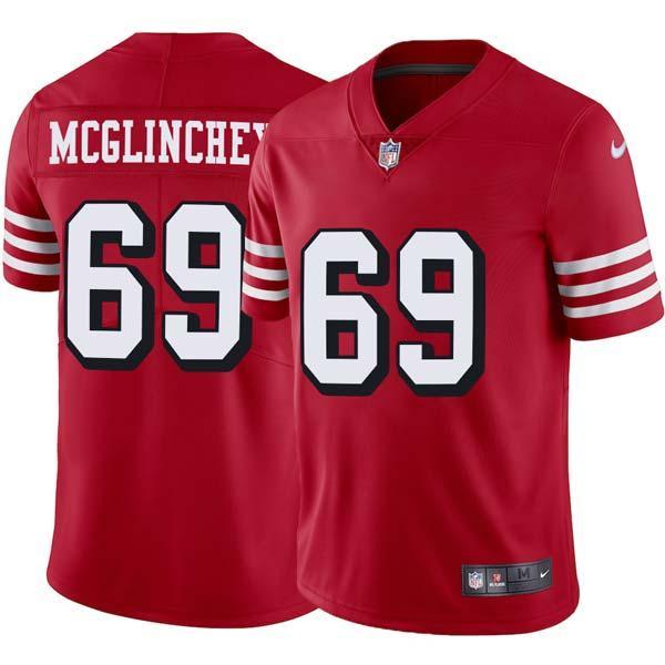 Red Throwback Mike McGlinchey 49ers Jersey Custom Sewn-on Patches Mens Womens Youth