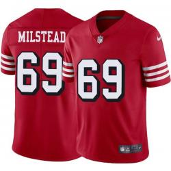 Red Throwback Rod Milstead 49ers Jersey Custom Sewn-on Patches Mens Womens Youth