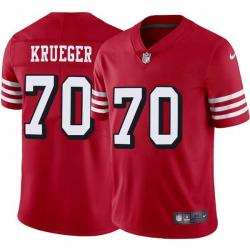 Red Throwback Charlie Krueger 49ers Jersey Custom Sewn-on Patches Mens Womens Youth