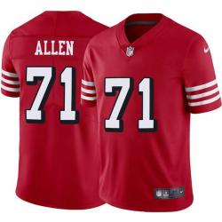 Red Throwback Larry Allen 49ers Jersey Custom Sewn-on Patches Mens Womens Youth