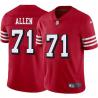 Red Throwback Larry Allen 49ers Jersey Custom Sewn-on Patches Mens Womens Youth