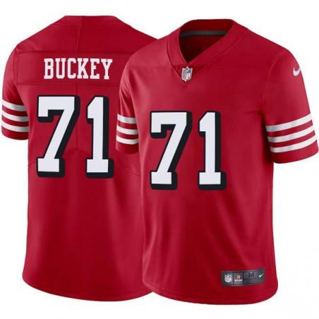 Red Throwback Jeff Buckey 49ers Jersey Custom Sewn-on Patches Mens Womens Youth