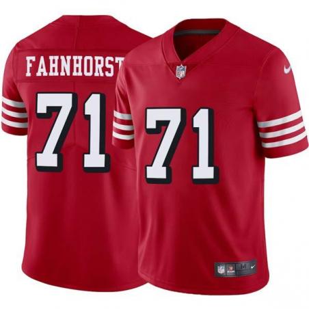 Red Throwback Keith Fahnhorst 49ers Jersey Custom Sewn-on Patches Mens Womens Youth