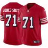 Red Throwback Jaryd Jones-Smith 49ers Jersey Custom Sewn-on Patches Mens Womens Youth