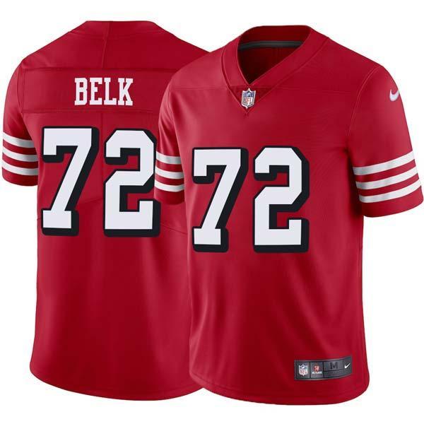 Red Throwback Bill Belk 49ers Jersey Custom Sewn-on Patches Mens Womens Youth