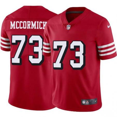 Red Throwback Dave McCormick 49ers Jersey Custom Sewn-on Patches Mens Womens Youth