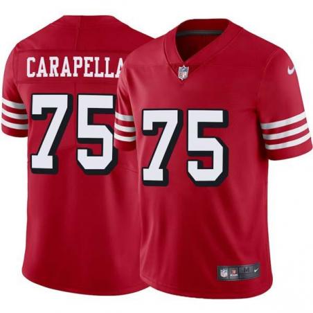 Red Throwback Al Carapella 49ers Jersey Custom Sewn-on Patches Mens Womens Youth