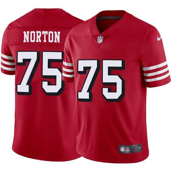 Red Throwback Jim Norton 49ers Jersey Custom Sewn-on Patches Mens Womens Youth