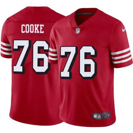 Red Throwback Bill Cooke 49ers Jersey Custom Sewn-on Patches Mens Womens Youth