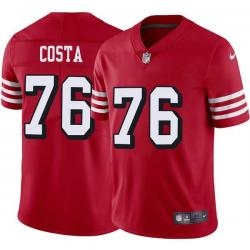 Red Throwback Dave Costa 49ers Jersey Custom Sewn-on Patches Mens Womens Youth