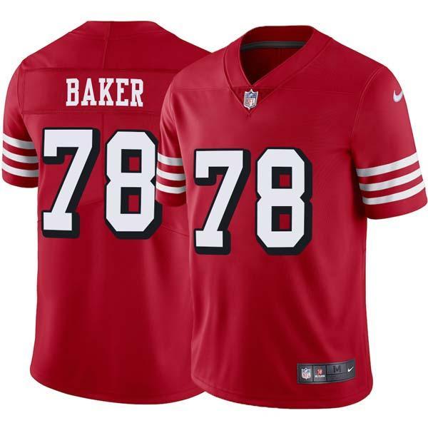 Red Throwback Wayne Baker 49ers Jersey Custom Sewn-on Patches Mens Womens Youth