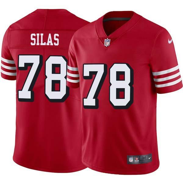 Red Throwback Sam Silas 49ers Jersey Custom Sewn-on Patches Mens Womens Youth