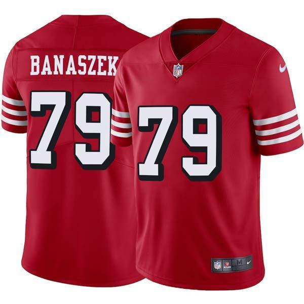 Red Throwback Cas Banaszek 49ers Jersey Custom Sewn-on Patches Mens Womens Youth