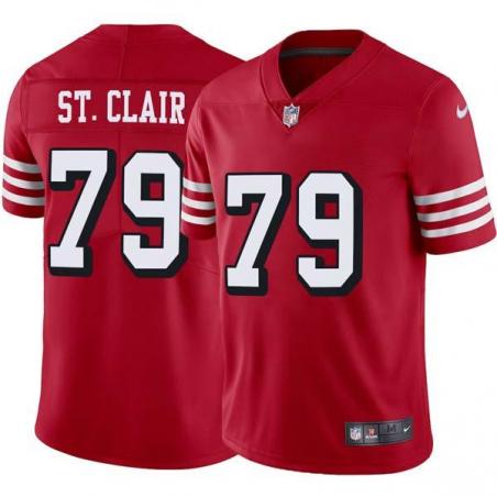 Red Throwback Bob St. Clair 49ers Jersey Custom Sewn-on Patches Mens Womens Youth