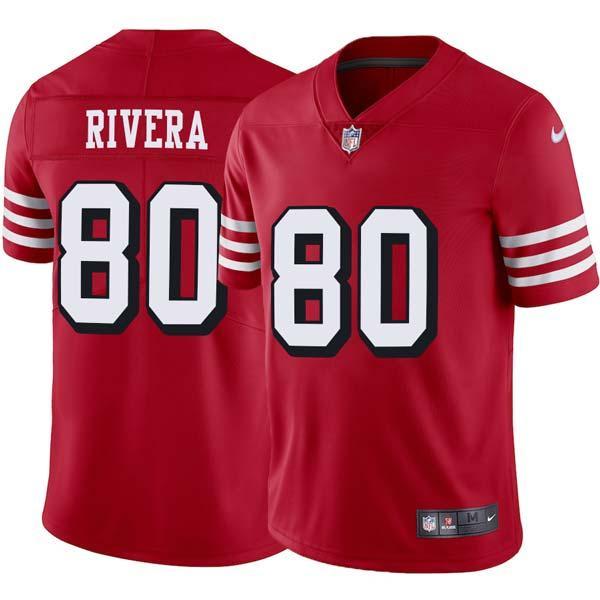 Red Throwback Steve Rivera 49ers Jersey Custom Sewn-on Patches Mens Womens Youth