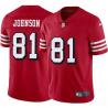 Red Throwback Lee Johnson 49ers Jersey Custom Sewn-on Patches Mens Womens Youth